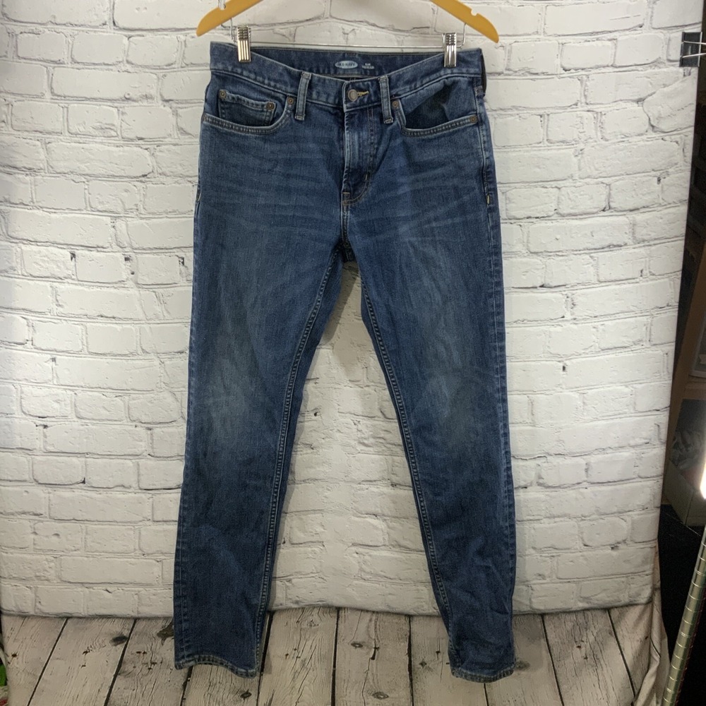 Old Navy Jeans Mens Slim Straight 30 x 32 Skinny Blue Faded Wash